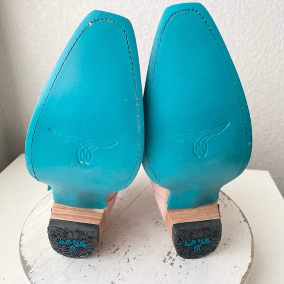 Lane EMMA JANE Womens Cowboy Bootie 9.5 Western Pink Cowgirl Short Ankle Boots - Picture 10 of 13